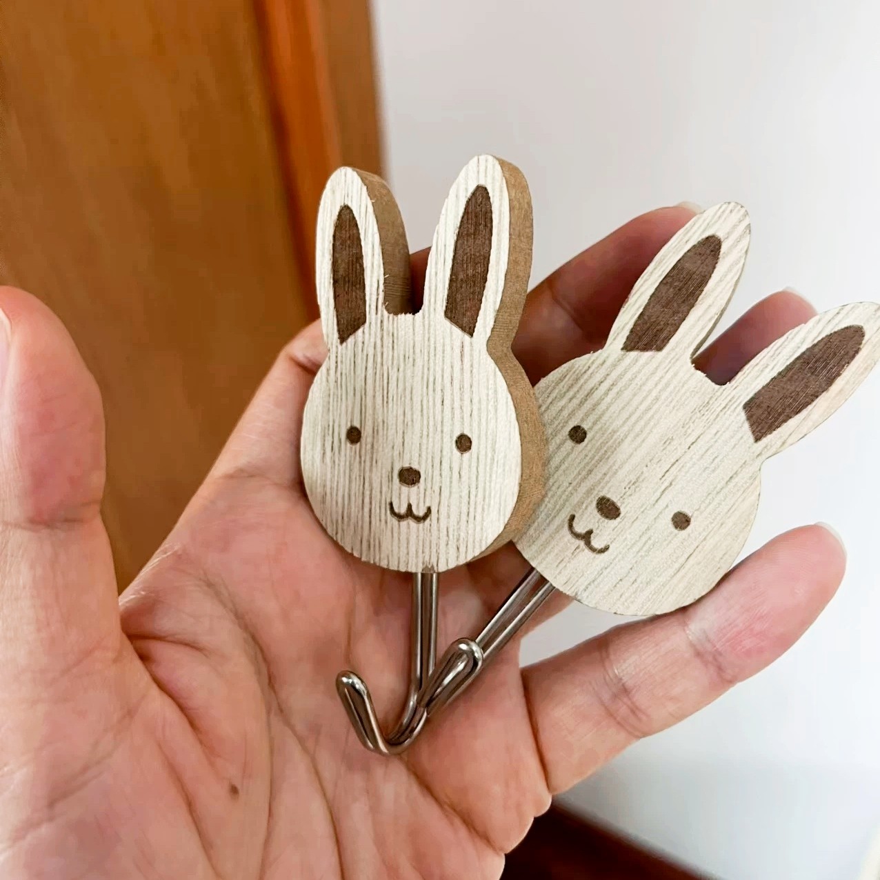卡通木质小兔挂钩粘胶墙壁免打孔挂钥匙衣帽架钩子挂中国结粘钩,收纳整理,挂钩/粘钩,淘宝优惠券,粉丝福利购,淘宝优惠卷
