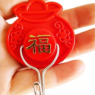 新年福袋喜庆挂钩免打孔强力挂钩粘钩婚庆中国结免打孔年味福字挂