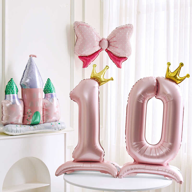 拍照粉色生日快乐铝膜数字气球