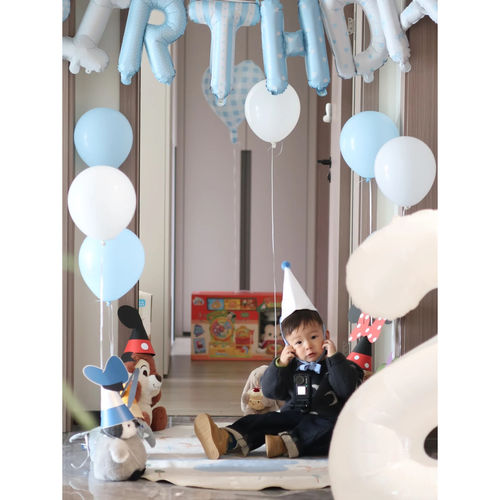 蓝色系列字母生日快乐HBD小清新铝膜气球布置装饰氛围感道具无毒