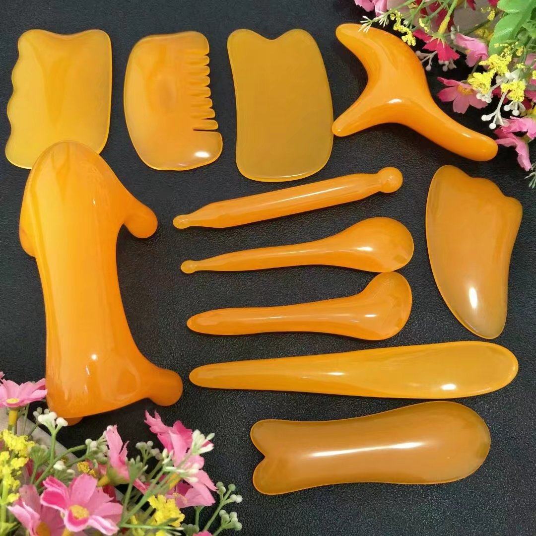 树脂蜜蜡点穴刮痧按摩 拨筋棒美容 面部按摩棒按摩梳子美容院套装