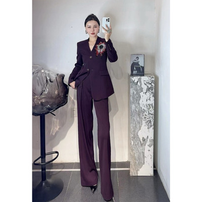 高端职业套装女时尚太阳花亮片