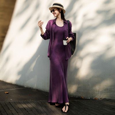 法式高级感春夏衬衫背心长裙套装