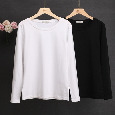 2022年春季白色休闲圆领长袖纯棉