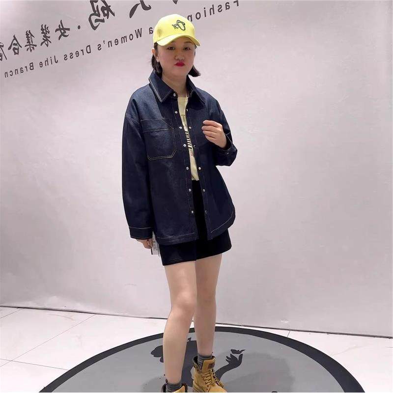 针丝缘2026春装3370牛仔开衫加大女装加肥加大减龄显瘦衬衫外套潮