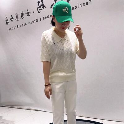2026年女权贵族夏新款休闲200斤衬衫领上衣针织衫大码女装T恤3819