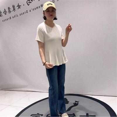 3318女权贵族夏潮流T恤大方200斤显瘦短袖上衣气质衫加大码女打底