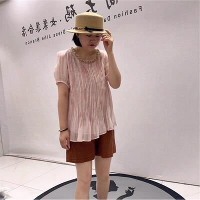 芮娜依莲2026夏装新5778短袖衫加肥加大码女装胖mm上衣显瘦打底衫