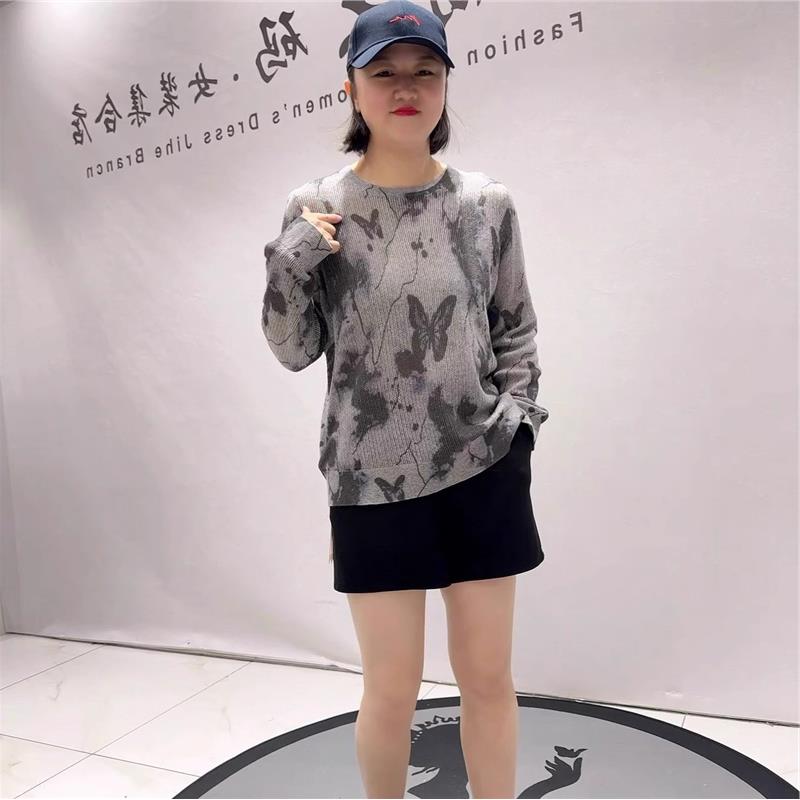 2026春装上衣T恤针织衫加大码女装加肥加大气质衫200斤打底衫1696