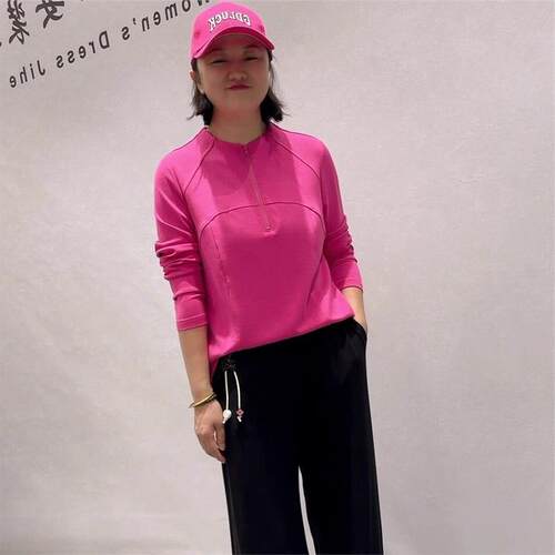 芮娜依莲时尚潮流大码女装T恤2026秋装3685极简长袖衫卫衣潮打底
