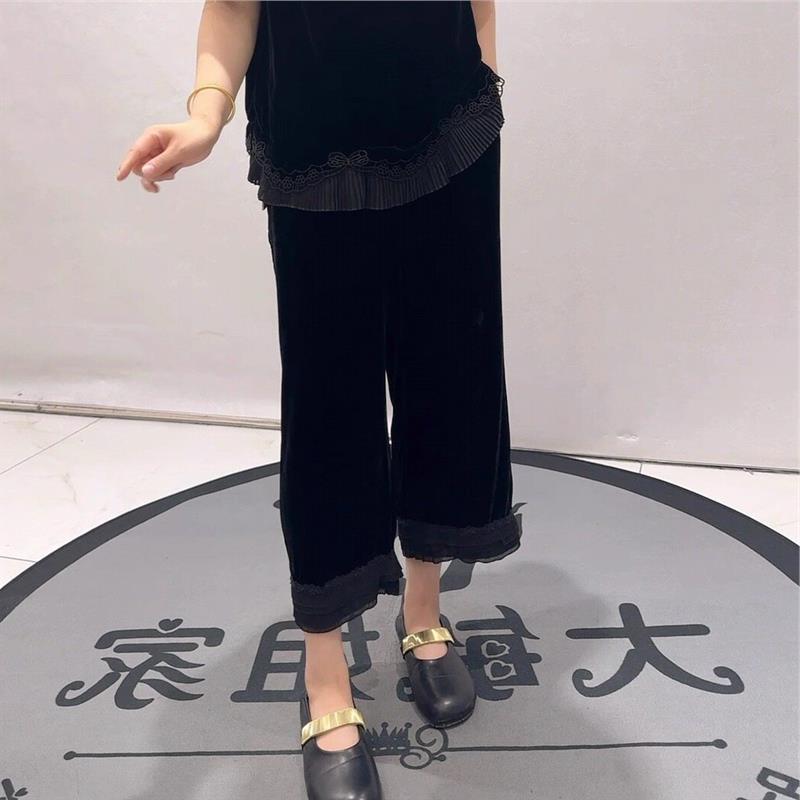 芮娜依莲时尚潮流高腰黑色加肥加大胖裤子3669气质百搭宽松休闲裤