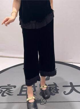 芮娜依莲时尚潮流高腰黑色加肥加大胖裤子3669气质百搭宽松休闲裤