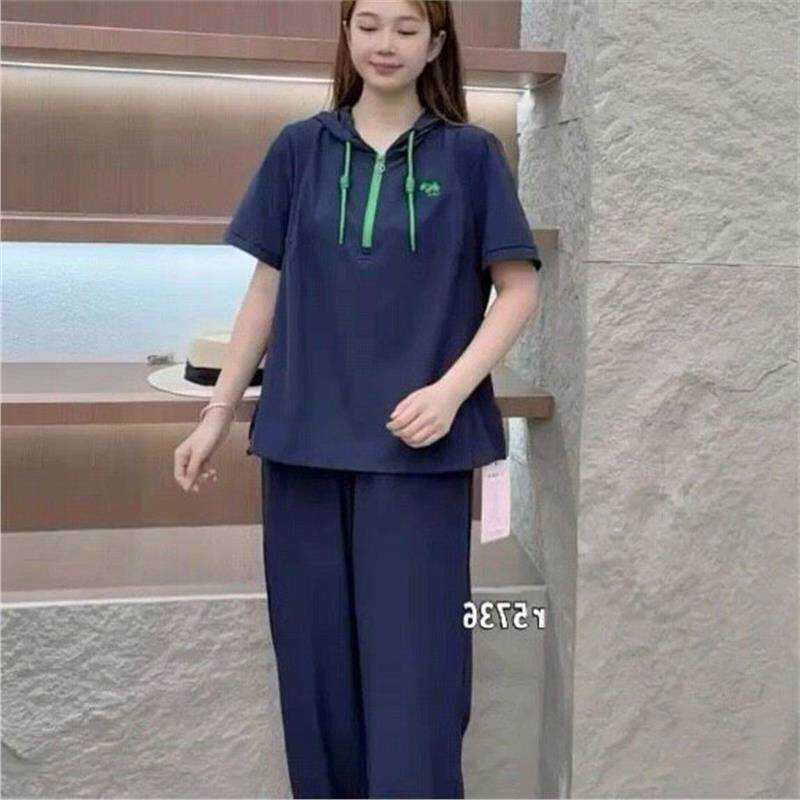 芮娜依莲时尚潮夏装套装5736速干料套装加肥加大码女装显瘦两件套