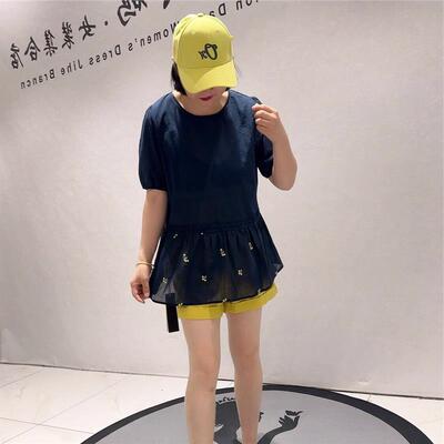 针丝缘时尚潮流T恤2026夏装1351简洁大方显瘦娃娃袖减龄上衣