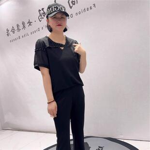 芮娜依莲时尚 女装 T恤5618女人味短袖 加大码 显瘦胖m上衣 衫 2026夏装