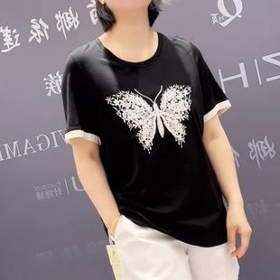 女装 6162芮娜依莲夏季 欧韩加肥显瘦胖MM大码 圆领百搭T恤 新款 短袖