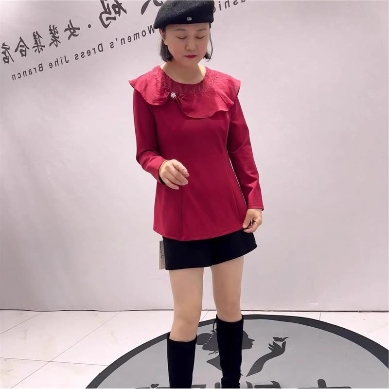 女权贵族大码时尚衫2026春装领口洋气时尚女人味衫加大码打底1351