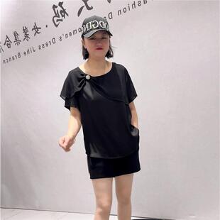 2026夏季 大码 女装 T恤 女权贵族打底3325设计感简洁大方女人味短袖