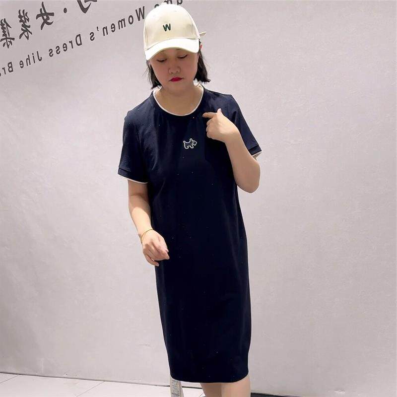 2026夏装女权贵族裙子9503洋气满钻休闲减龄200斤连衣裙加大码女