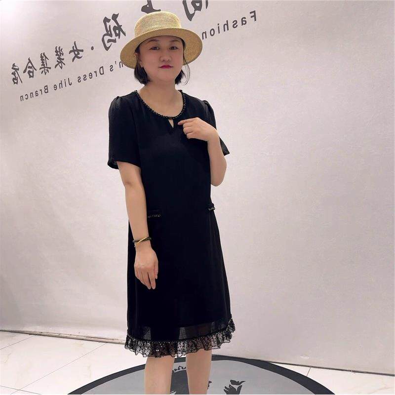芮娜依莲洋气裙2026夏装6502连衣裙加肥加大码女装宽松显瘦潮流裙