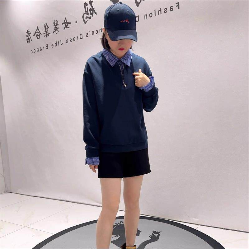 针丝缘时尚大码女装上衣2025春季新款假两件衬衫减龄显瘦衫4006