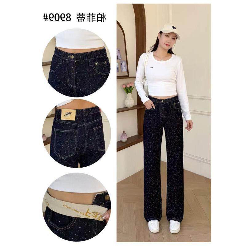 2026年货新款春柏菲蒂8909大码女装胖mm松紧腰200斤裤女裤牛仔裤