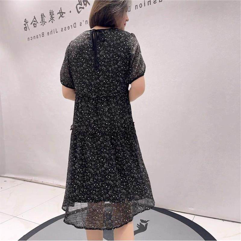 女权贵族裙2026夏装新款3752连衣裙大码女装加肥加大雪纺气质裙