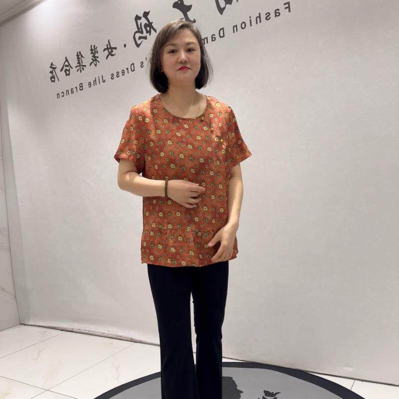 1925夏季新款欧货短袖衫加大码女装胖妹妹宽松显瘦气质衫