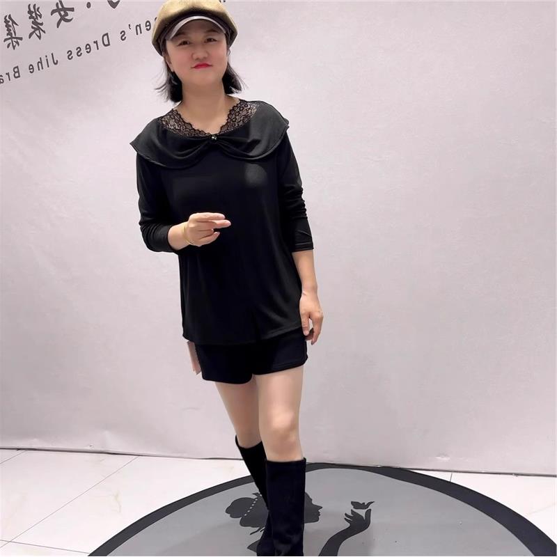 2026春装上衣T恤女人味衫加大码女装加肥加大气质200斤打底衫1681
