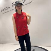 款 时尚 女装 新中式 胖mm女权贵族2026春装 打底1602国风毛呢马夹大码