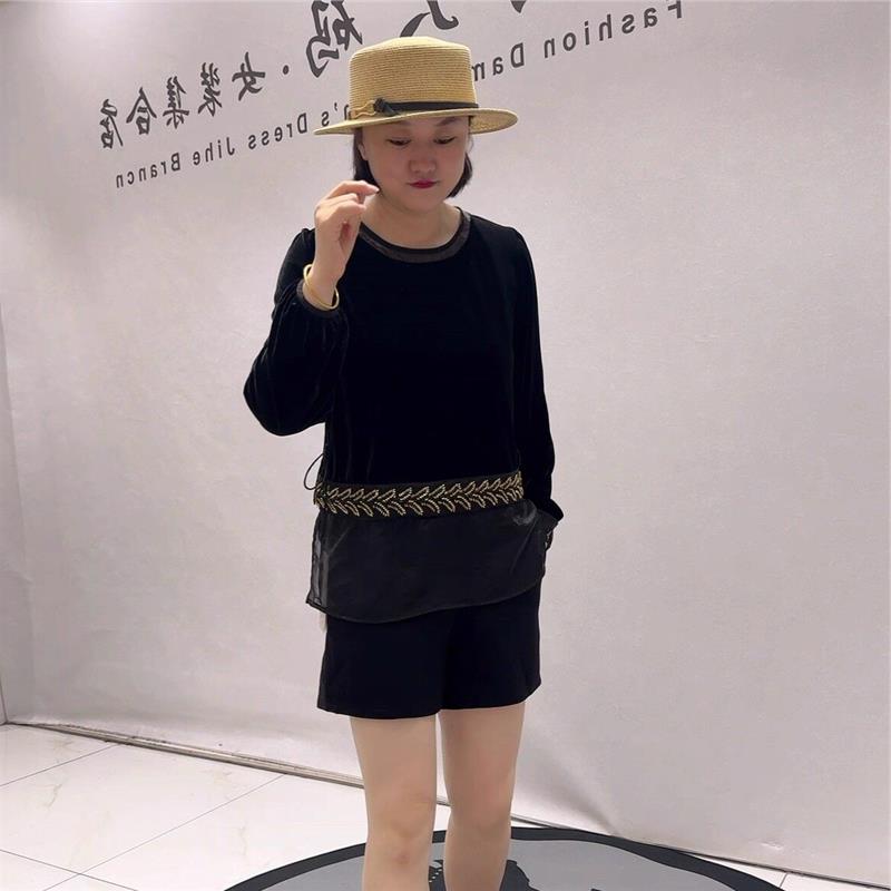 女权贵族潮流T恤6351初秋长袖丝绒衫加肥加大码女装显瘦气质衫