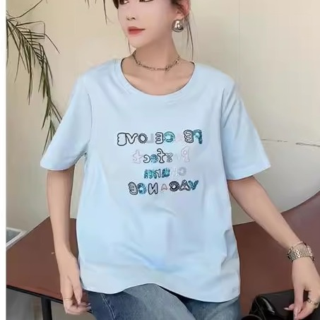 显瘦简约半袖上衣棉潮