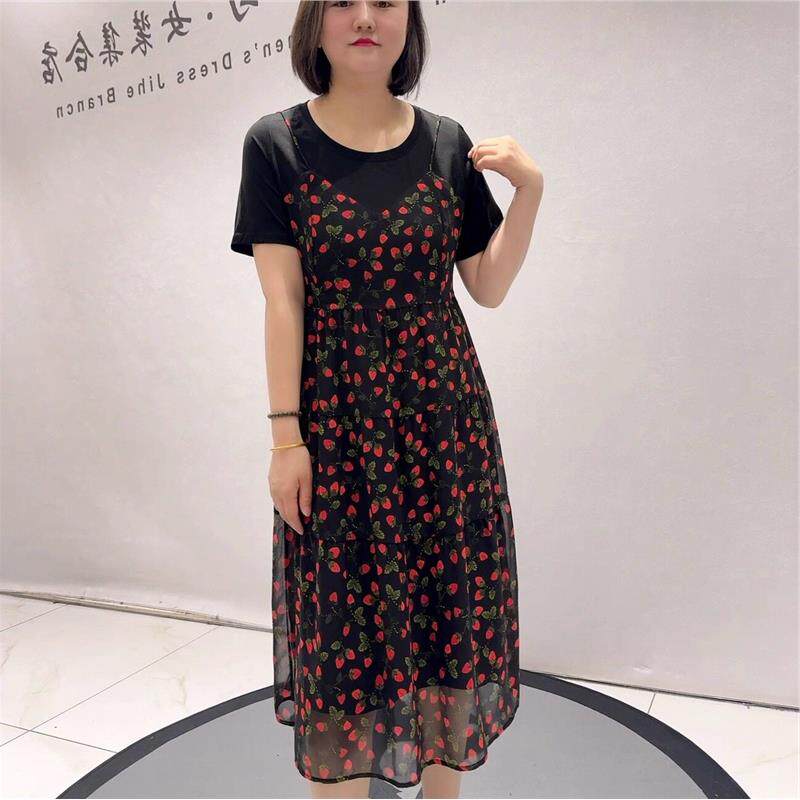 女权贵族裙2026夏装新款3611雪纺连衣裙大码女装加肥加大气质裙
