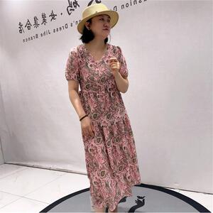 女权贵族大码女装连衣裙2026夏装31188两侧可抽绳v领女人味显瘦