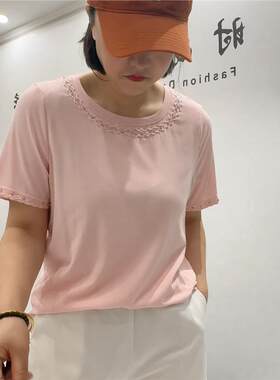 芮娜依莲2026夏装新T5057短袖T加肥加大码女装胖mm上衣显瘦气质衫