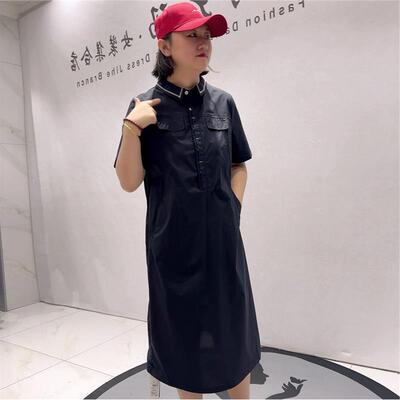 2026年初夏新款针丝缘中长200斤休闲两侧带兜连衣裙5403