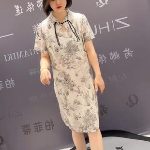 女装 显瘦胖MM大码 欧韩修身 9255芮娜依莲夏季 短袖 新款 旗袍连衣裙潮