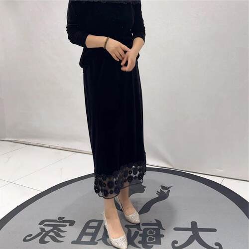 2026秋装新款时尚潮流芮娜依莲加肥裙5487丝绒半身裙200斤气质裙