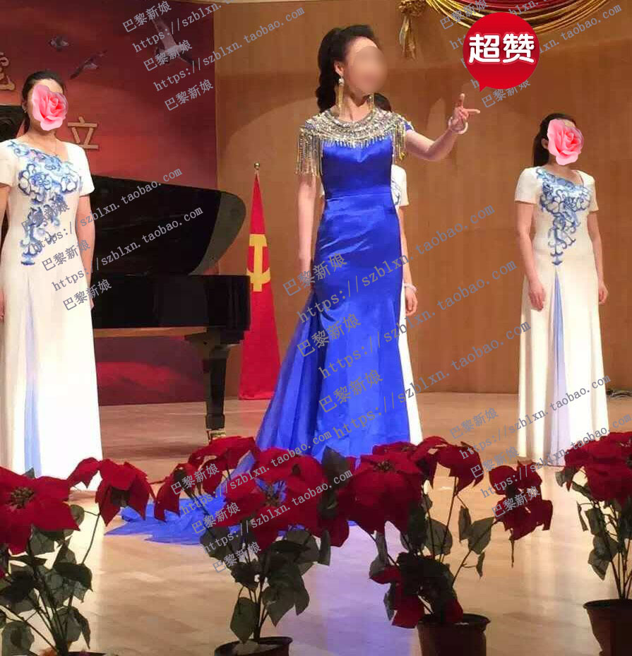 新款鱼尾音乐会歌唱比赛独唱演出