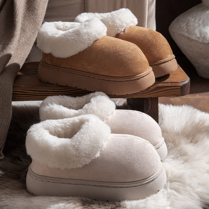 【买一送一】新款冬季女款百搭加绒保暖雪地棉鞋防滑厚底外穿棉鞋
