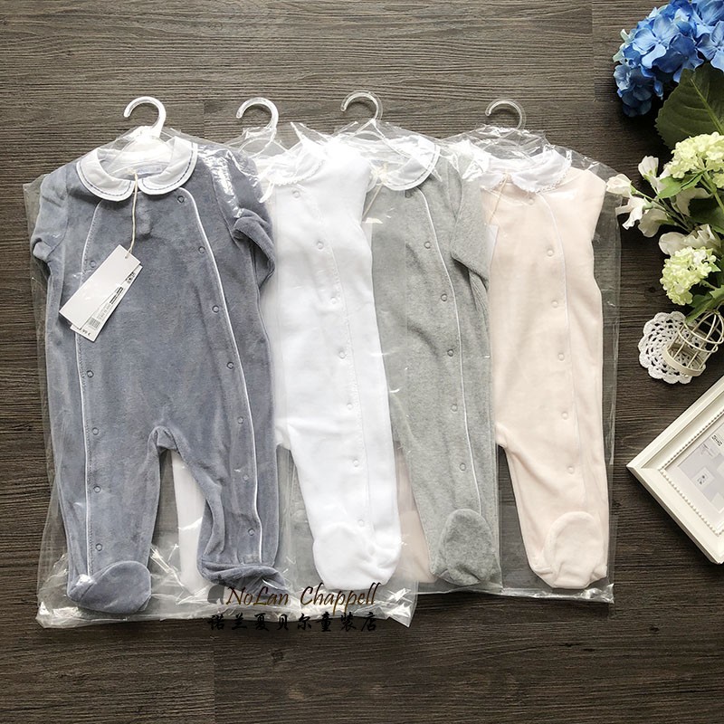 天鹅绒连身哈衣连体衣婴儿秋冬季