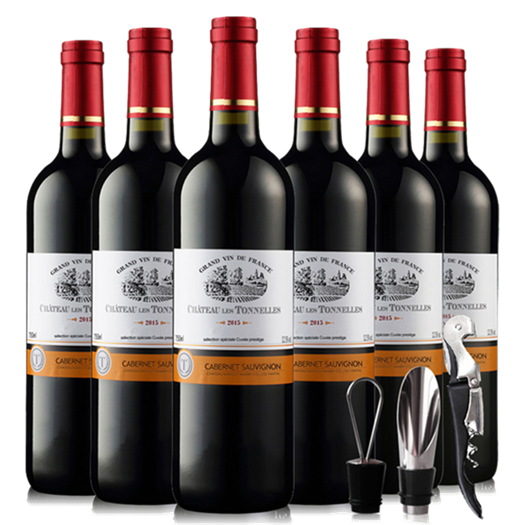 法国原酒进口红酒 图利斯酒庄干红葡萄酒整箱礼盒750ml*6瓶 精品