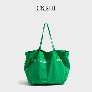 CKKUI 热巴同款多巴胺帆布包包2026新款大容量购物袋慵懒风单肩包