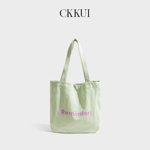 CKKUI韩系撞色字母印花帆布包包