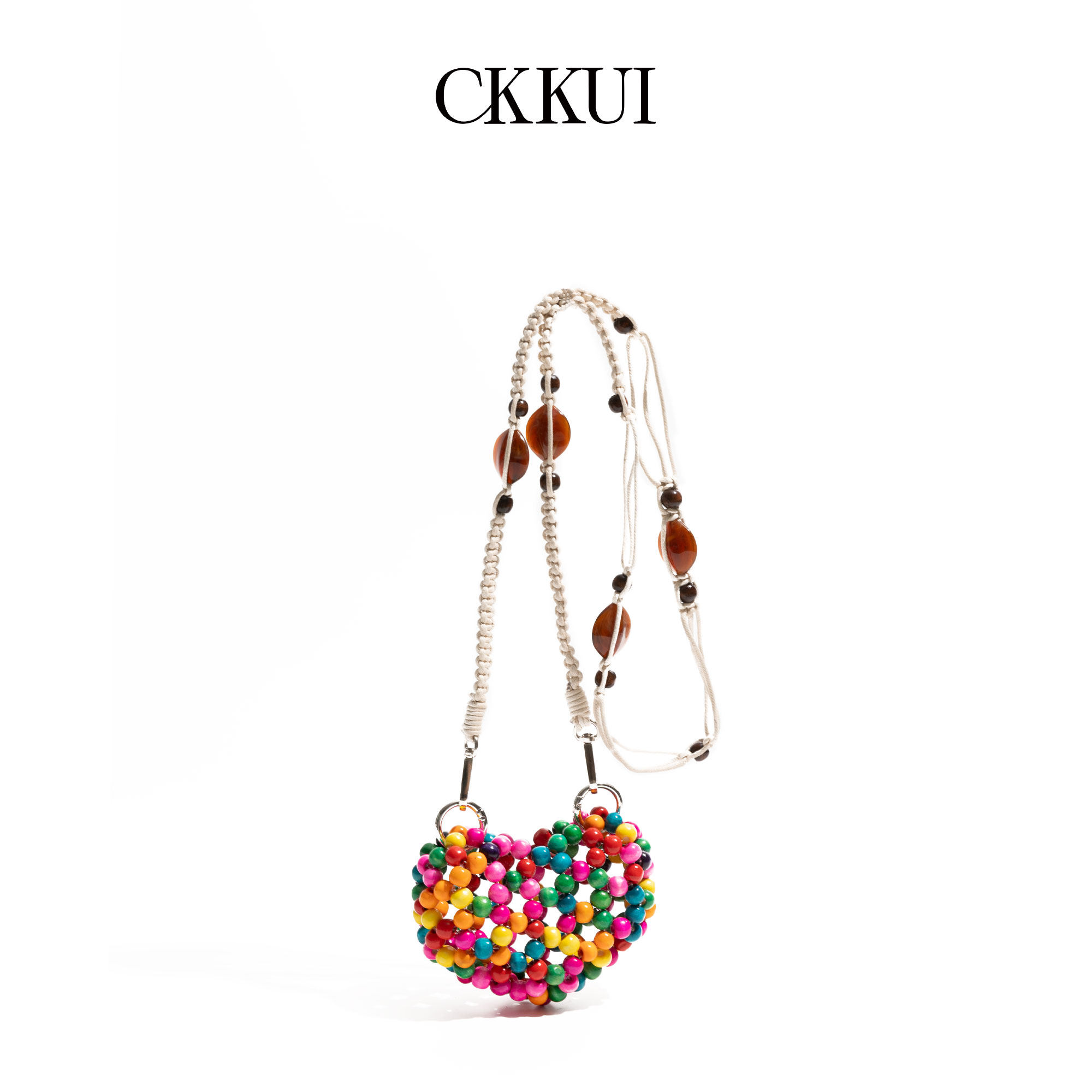 CKKUI 新中式多巴胺编织包包小众设计串珠包慵懒风百搭单肩斜挎包