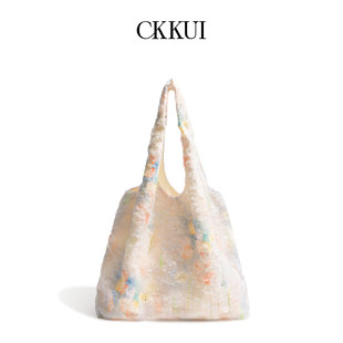 CKKUI 单肩包慵懒风托特包 森系小清新碎花蕾丝包包女式 2025年新款