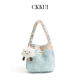 CKKUI 韩系小清新baby蓝编织包包2025冬季 小拎包通勤慵懒风手提包