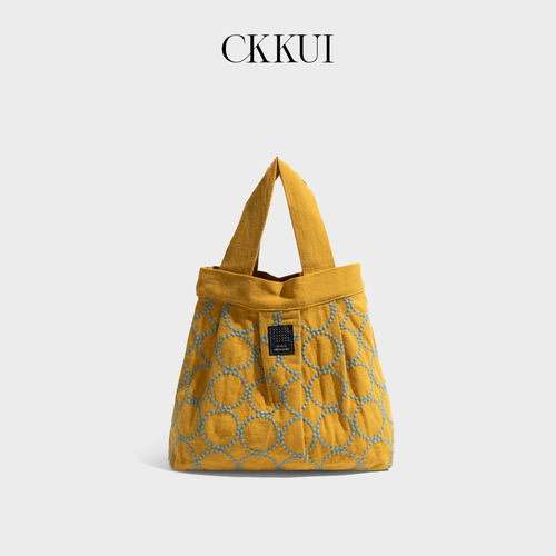 CKKUI日系小众手工刺绣帆布包包