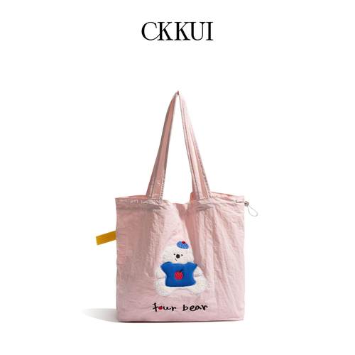 韩系小众卡通动物刺绣帆布包