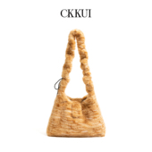 CKKUI 韩系多巴胺豹纹毛毛包包2025秋冬这周斜挎包慵懒小众单肩包